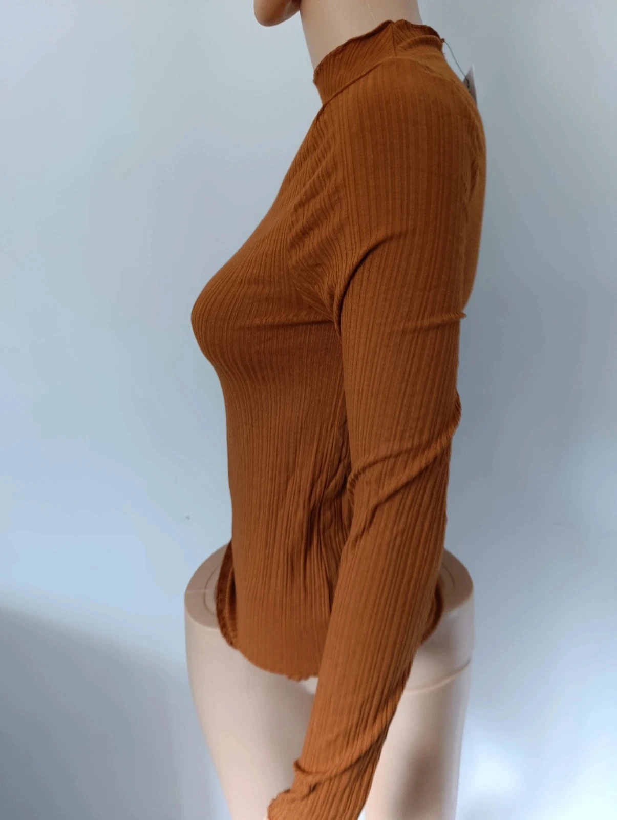 Geribbelde top Camaïeu bruin hoge hals lange mouwen S NIEUW met label – photo 5